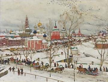 TROITSE SERGIYEVA LAVRA IN WINTER Konstantin Yuon cityscape city scenes Peinture à l'huile